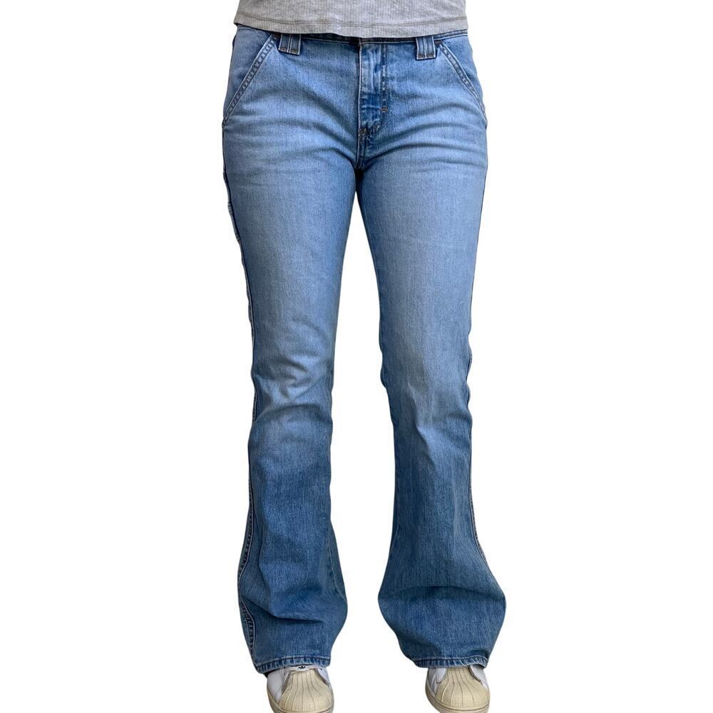 Old Navy Sz 6 Vtg Y2K Low Rise Flared Jeans Light Wash Carpenter Streetwear